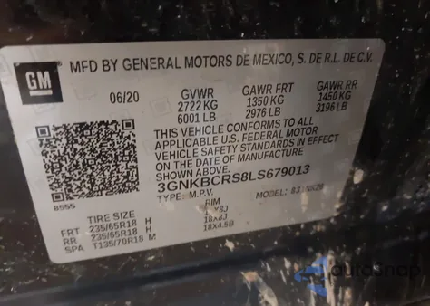 2020 Chevrolet Blazer Fwd 2Lt из США, поврежденный, VIN 3GNKBCRS8LS679013